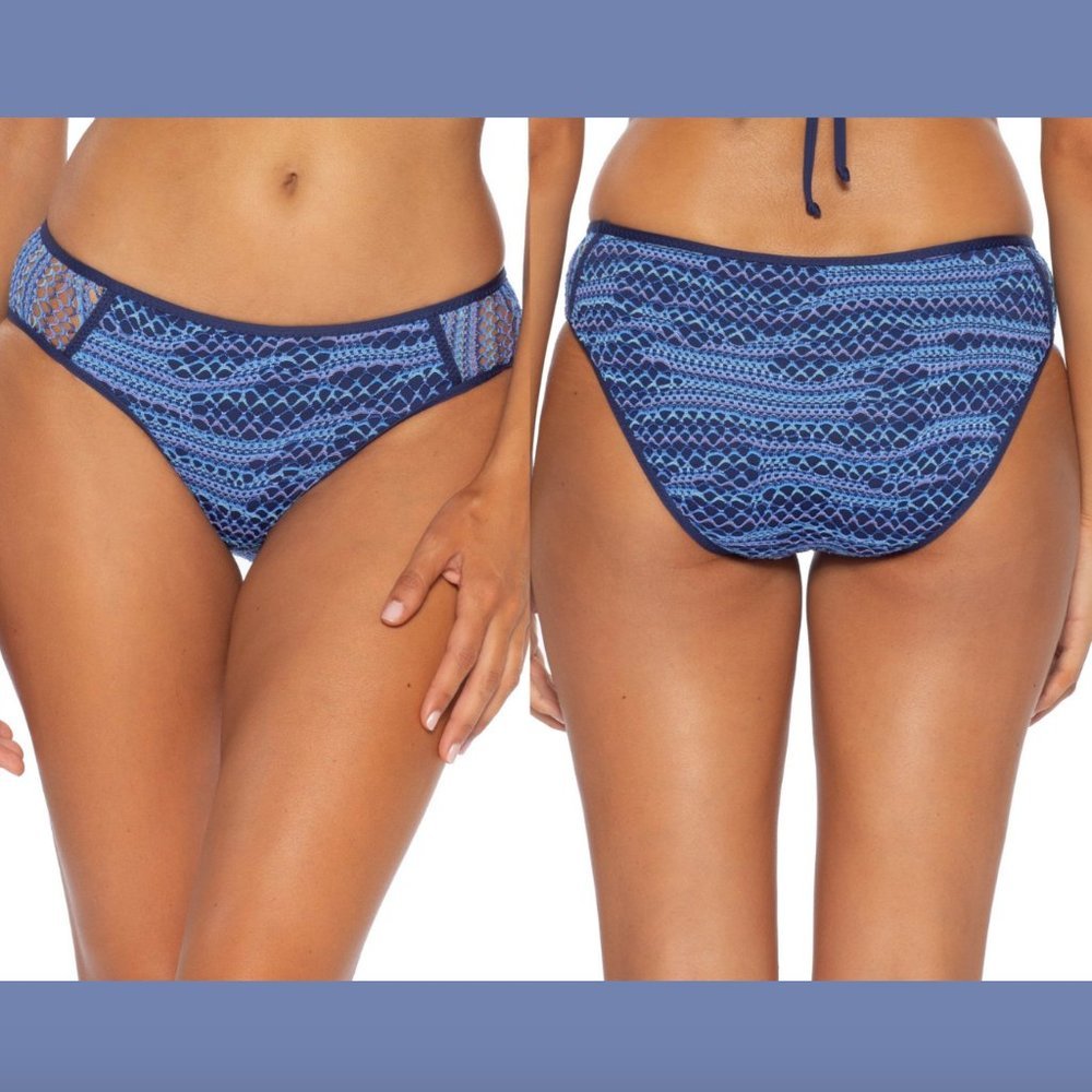 NEW $58 Becca Reveal Hipster Bikini Bottoms in Blue [SZ Medium ]‎ #3877